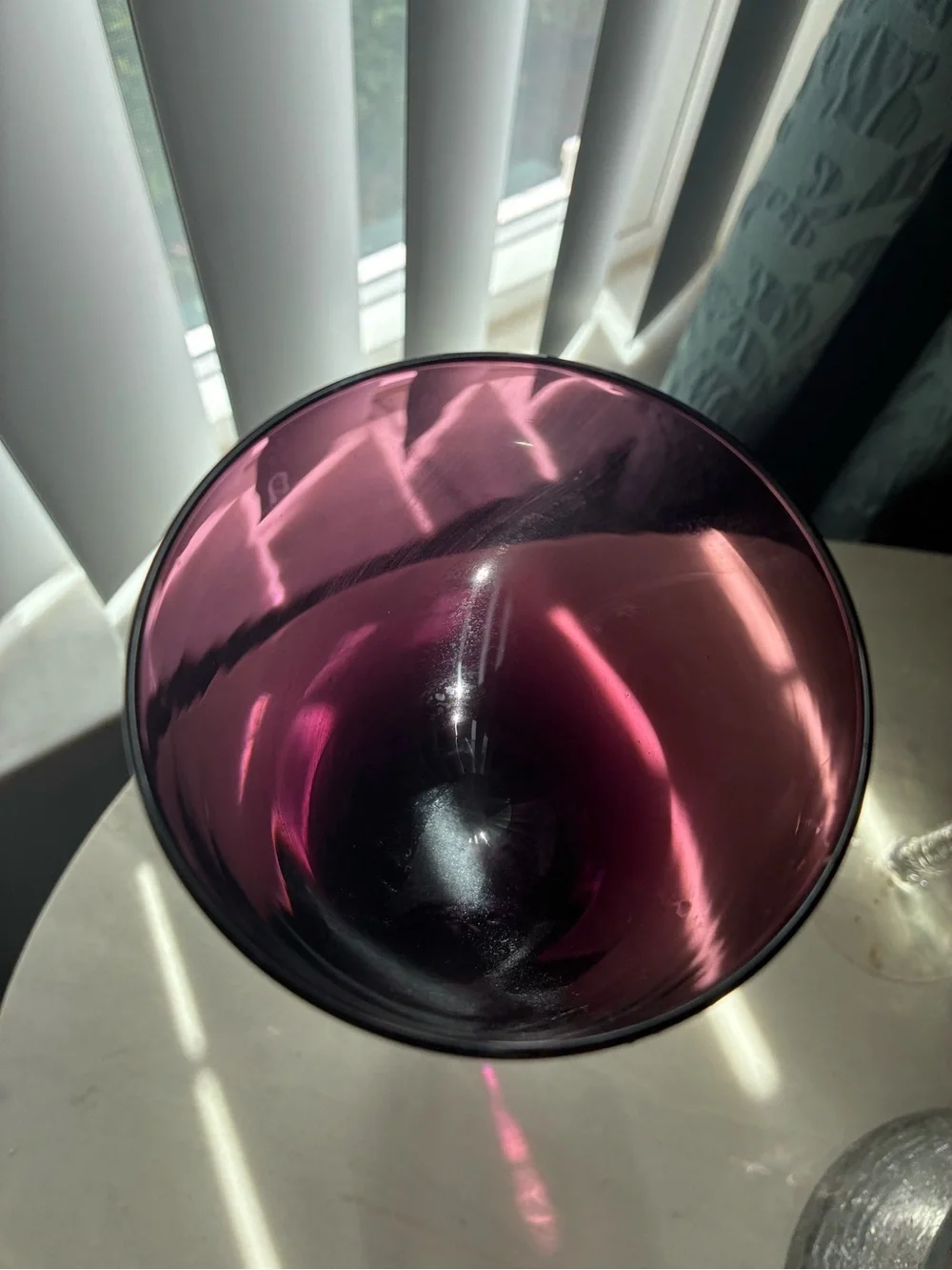 Set of Two Deep Amethyst Stemmed Wine Goblets